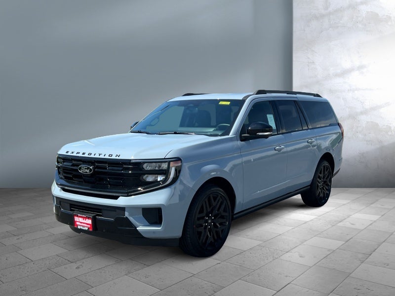 2026 Ford Expedition Max Platinum in Glacier Gray Metallic Tri-Coat — front three-quarter view