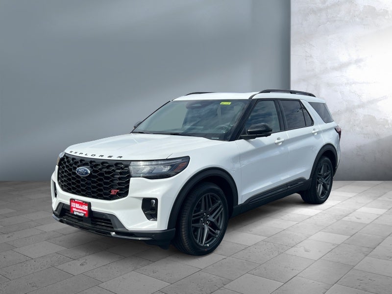 2026 Ford Explorer ST in Star White Metallic Tri-Coat — front three-quarter view
