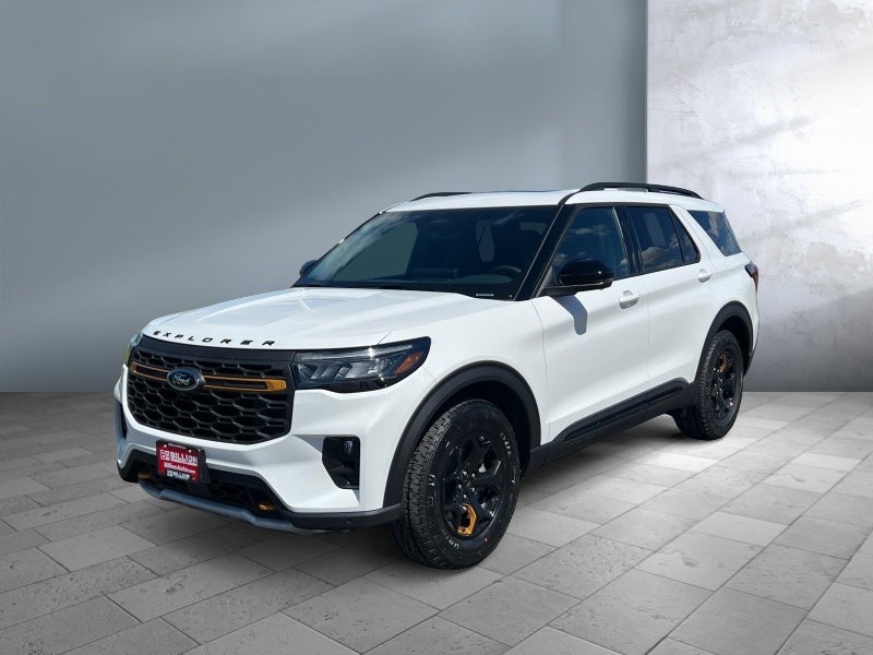 2026 Ford Explorer Tremor in Star White Metallic Tri-Coat — front three-quarter view