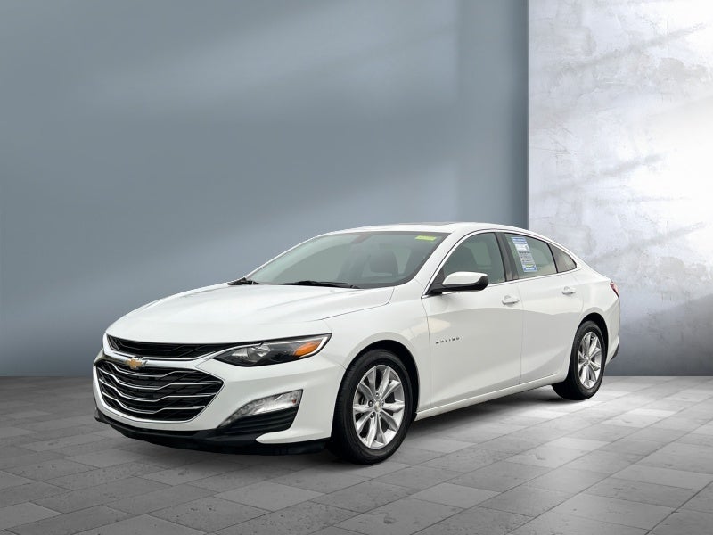 2021 Chevrolet Malibu LT in Summit White — front three-quarter view