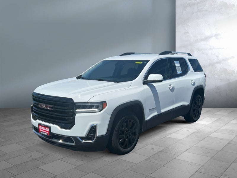 2023 GMC Acadia SLT in Summit White — front three-quarter view